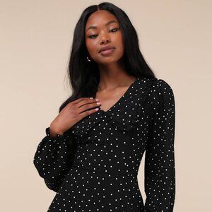 Sweetie Aura Black and White Polka Dot Mini Dress